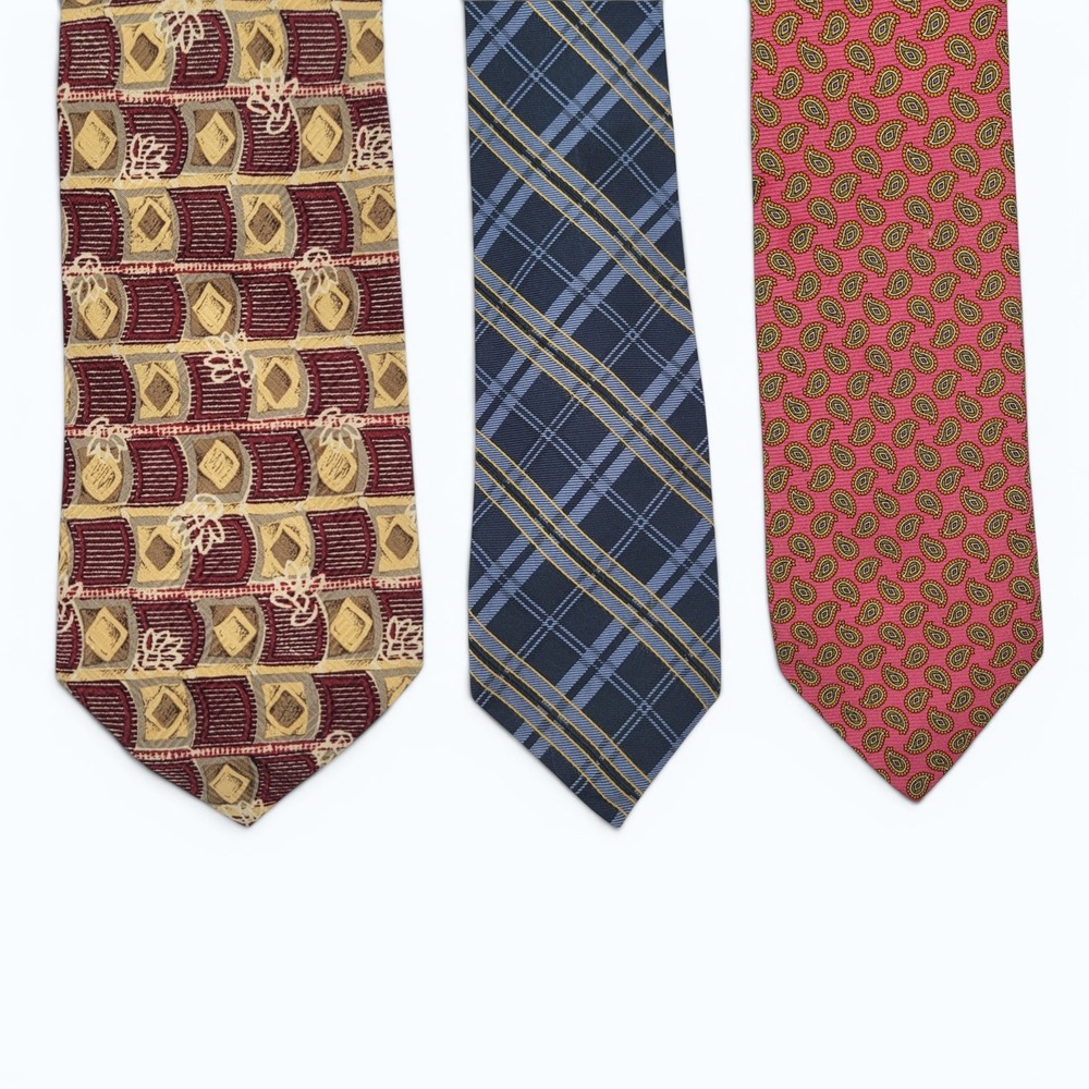 Robert Talbott‎ Tie Lot 3 Silk Neckties Paisley Geometric Plaid USA Luxury